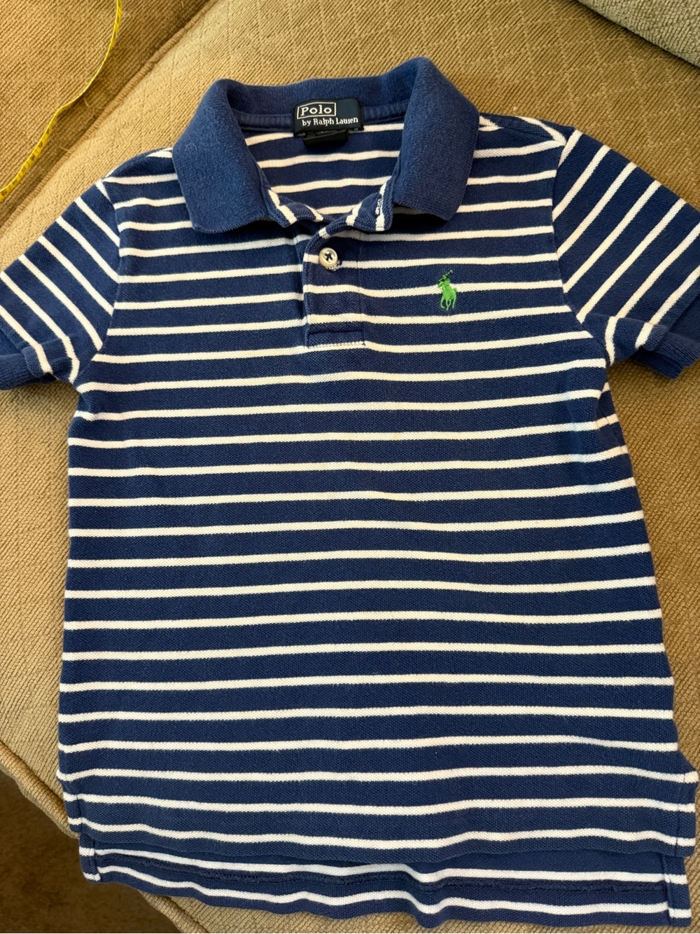 Polo by Ralph Lauren Navy & White Striped Polo with Green Pony